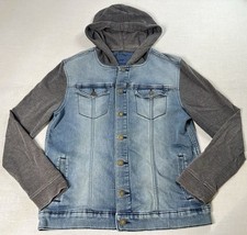 Kids Art Class Jean Jacket With Fleece Sleeves Ans Hoodie Size M 8 