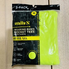 NEW Walls Short Sleeve Working Man's Pocket Tees 2 Pack Hi-Vis Yellow workwear
