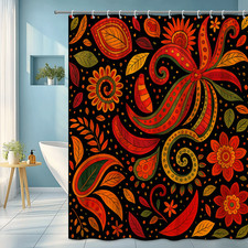 Colorful Boho Floral Shower Curtain for Bathroom Decor