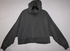 Adidas Cropped Hoodie Black Size Small Full Zip Sport Winter Casual