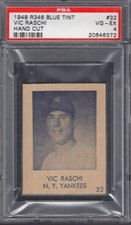 1948 R346 Blue Tint #32 VIC RASCHI PSA 4 VG/EX HAND CUT NY Yankees POP 2 7 HGR