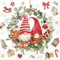 20 Servietten Gnomes In Wreath Gnome Wichtel Lebkuchen Kranz Weihnachten 33X33Cm