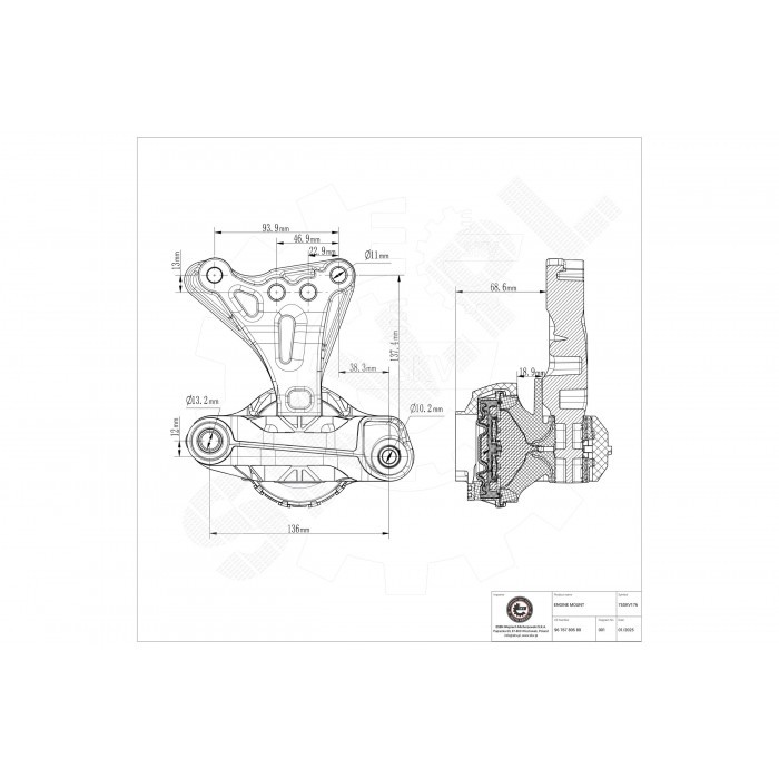 Support de rechange moteur droit 9676771080 pour révision mécanique Peugeot 208