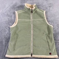 Woolrich Womens Sherpa Lined Corduroy Vest Lt Sage Green Size M Full Zip Pockets