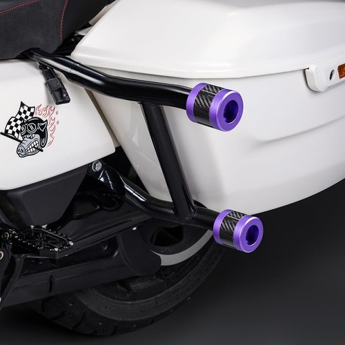 Protectores de alforjas de barra de choque ProTek de rendimiento trasero púrpura con carbono para Harley - Imagen 6 de 10