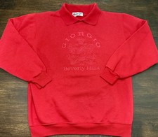 Vintage Red Giorgio Beverly Hills 80-90's Red Collared Sweatshirt Fits Like Lg