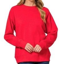 Zenana Raglan Crewneck Sweatshirt Size L