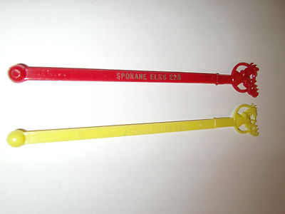 Spokane Elks Club #228  Plastic Swizzle Sticks Made - Apollo NY USA Set of 2