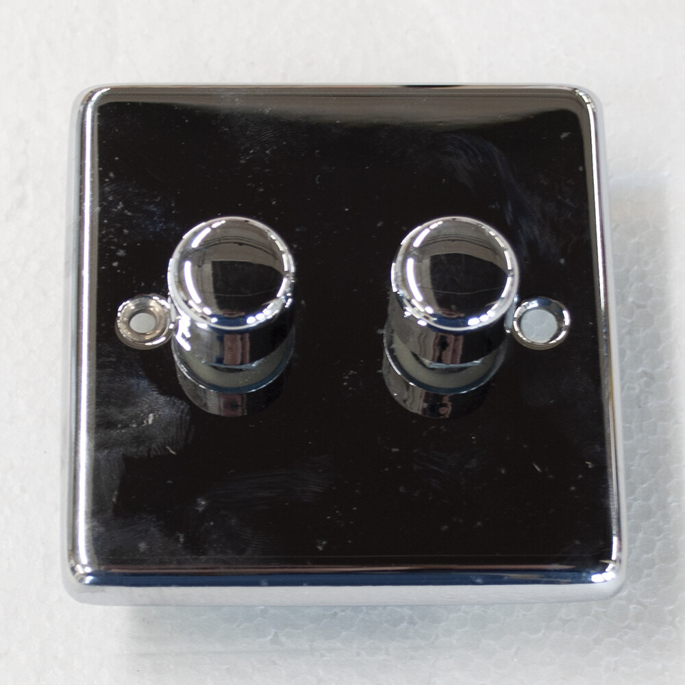 Litecraft Dimmer Light Switch 2 Gang 400W Fitting - Polished Chrome Clearance