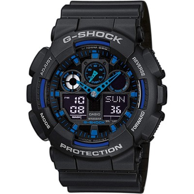 Casio G-SHOCK GA-100-1A2ER Men's Analog-Digital Watch   Black Resin Band, Blue A
