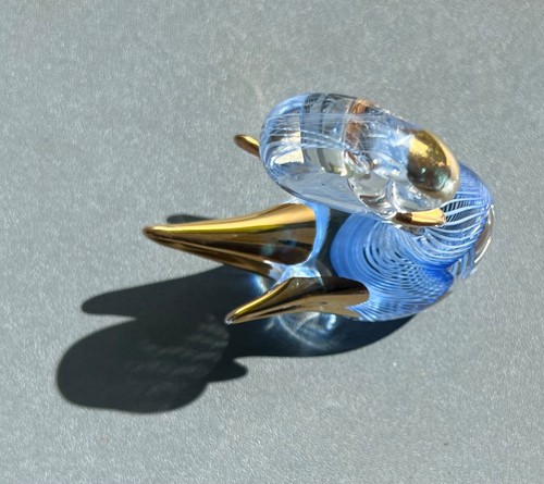 Murano Glas Schwan Glas Figur 70er vergoldet 24K Vintage Briefbeschwerer - Bild 6 von 8