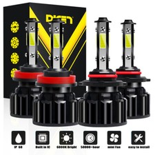 4x 9005 H11 Combo LED Headlight High Low Beam Bulbs Kit 6000K Super White Bright