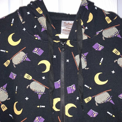 CultureFly Women's Pusheen Witch Cat Hoodie Size M Black Halloween Cotton Blend - Picture 3 of 6