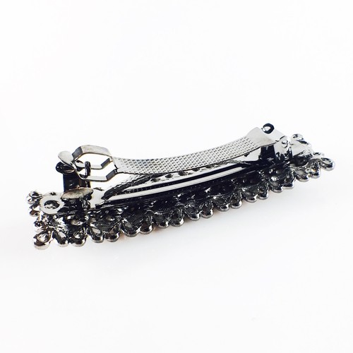 USA BARRETTE Rhinestone Crystal Hairpin Clip Vintage Elegant Simple New Orange - Picture 4 of 6