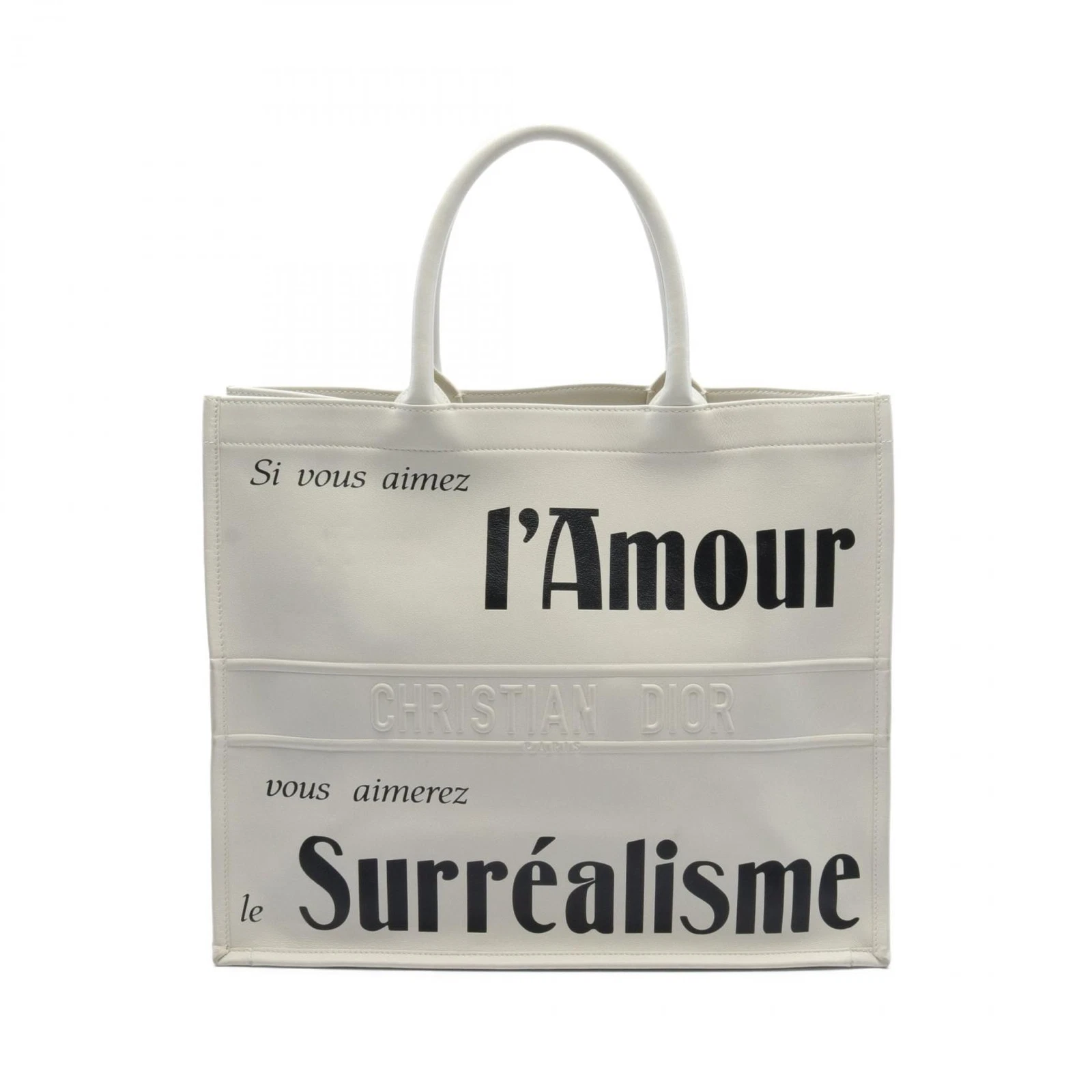 Grand sac fourre tout Dior Book M1286Z cuir blanc noir occasion logo femme