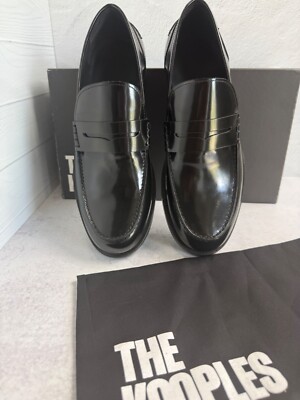 NIB The Kooples Men's Smooth Leather Black Loafers Moccasins FR 40/ US 9 Slip-On