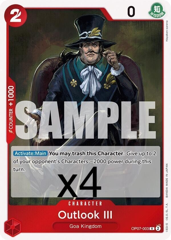 4X One Piece Card Game Outlook III OP07-003 Rare NM