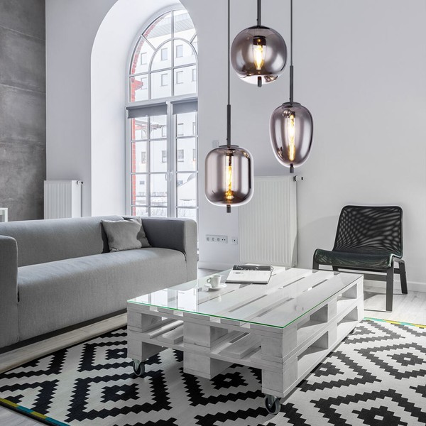 HäNgeleuchte Lampe Pendelleuchte Rauch Esstischlampe Glas Deckenlampe 3 Flammig-image