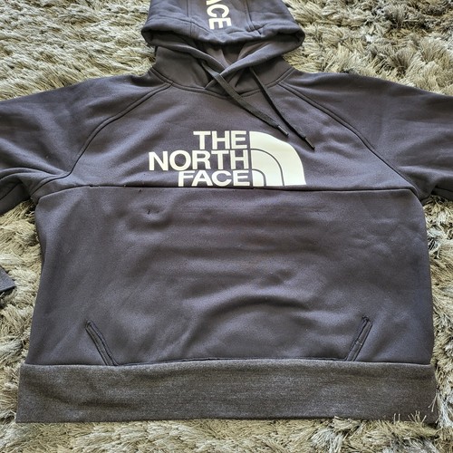 The North Face Cropped Hoodie Women's M Black Flaw Fleece Pullover Zip Pocket - Picture 12 of 23