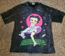 Betty Boop Marilyn Monroe Retro Acid Wash Cartoon Shirt XL Double Sided 
