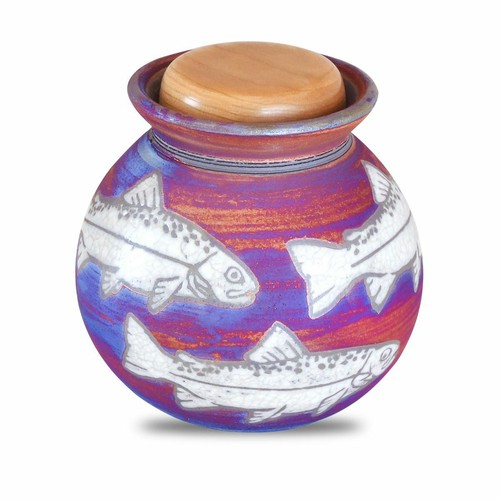 Small/Keepsake 30 Cubic Inches Ceramic Raku Funeral Cremation Urn for Ashes - Picture 3 of 3