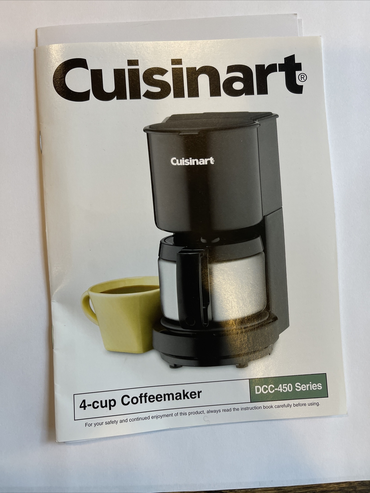 instruction Manual for Cuisinart 4 Cup Drip Coffee Maker  #DCC-450