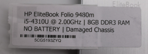HP EliteBook Folio 9480m i5-4310U@2,00 GHz 8 GB RAM SIN OS/HDD/SSD*PIEZAS/REPARACIÓN* - Imagen 2 de 15