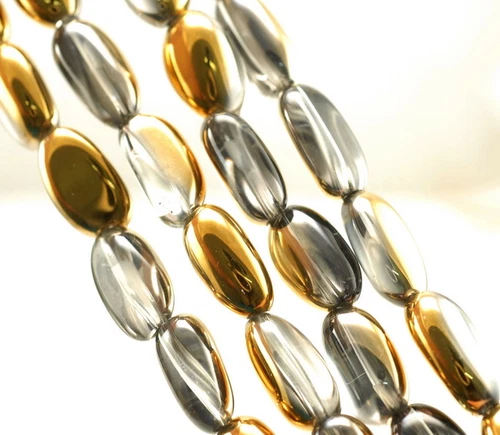 CUENTAS SUELTAS PIEDRAS PRECIOSAS CUARZO CRISTAL ORO TITANIO 18X10 MM 7 pulgadas - Imagen 3 de 4