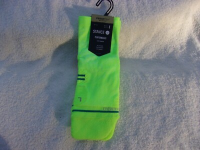 NWT Stance Freshtek Performance socks, men's S, bright yellow - green, quarter