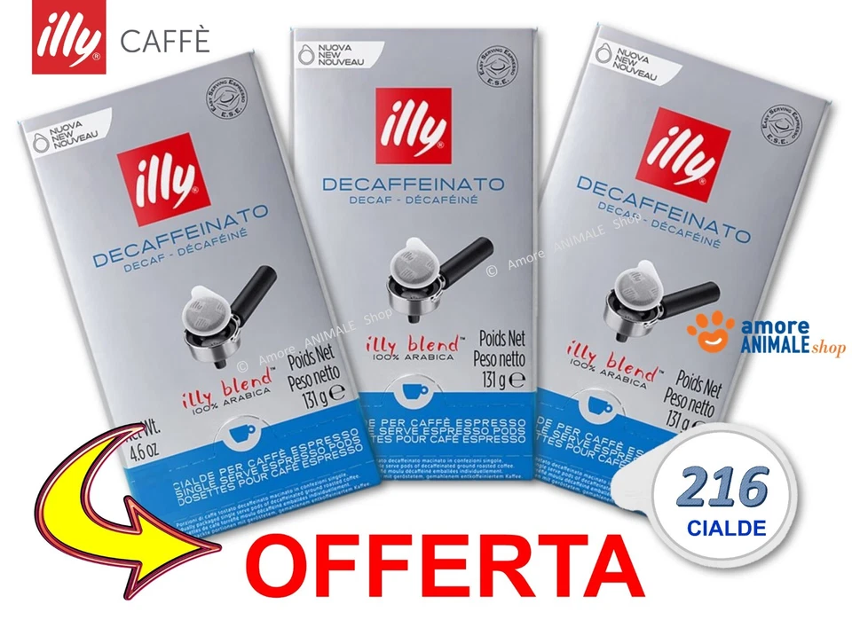 216 → Cialde ILLY Caffè Carta Filtro ESE 44 - Caffe Tostatura Deka, DECAFFEINATO