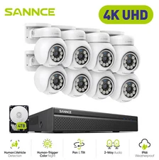SANNCE 8CH 4K NVR 8MP POE Security Camera System PT Auto Tracking Two Way Audio