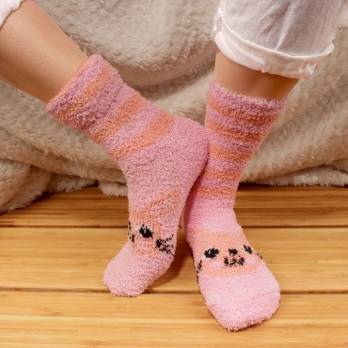 Women's Super Soft Cute Fuzzy Cozy Warm Animal Face Indoor Outdoor Cabin Crew - Picture 72 of 97