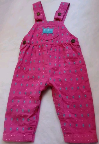 12 Months Vintage Girls OshKosh B'gosh Overalls Pink *Blue Daisies*