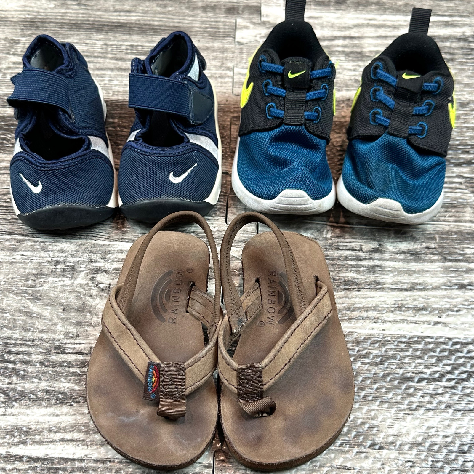 Nike and Rainbow Toddler Sandals Lot of 3 Size 4C Baby Shoes-image