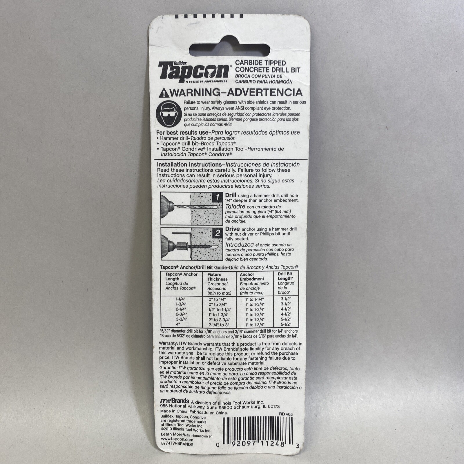 Tapcon Drill Bit No 11248 ITW Brands 