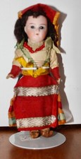 6.5 inch German Doll, Bisque head, compo body glass eyes, factory clothes