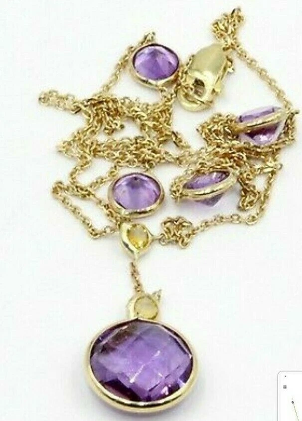 Collar de oro amarillo de 14k con piedras multicolores de 18 pulgadas  Foto 2 de 2