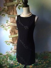 Ann Taylor Loft Women Sleeveless Dark Navy Embroider Dress Size Small