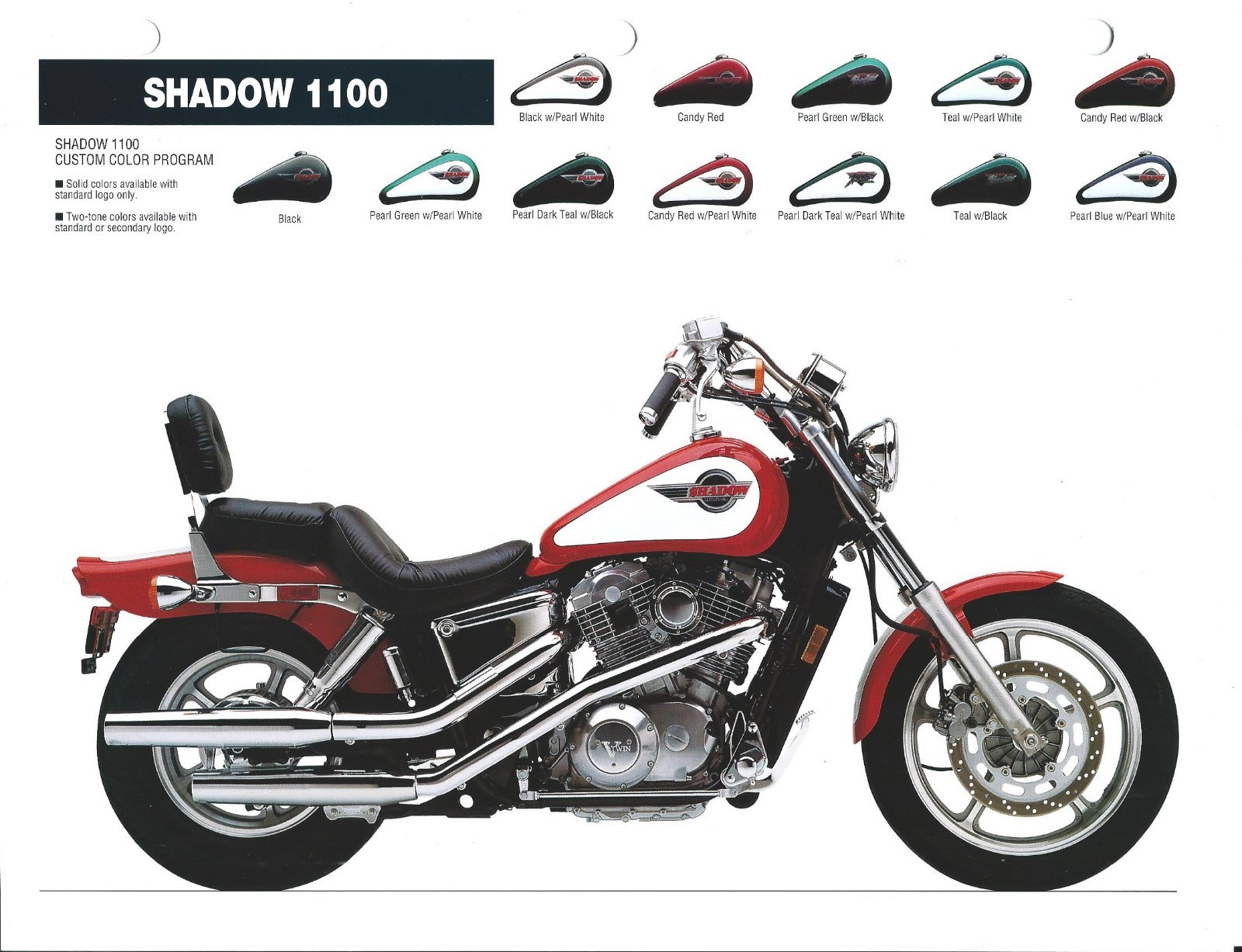 Motorcycle Data Sheet - Honda - Shadow 1100 - VT1100C - 1994 (DC579) | eBay