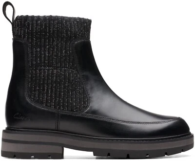 Clarks Girls PRAGUE TOP K Black Leather Ankle Boots