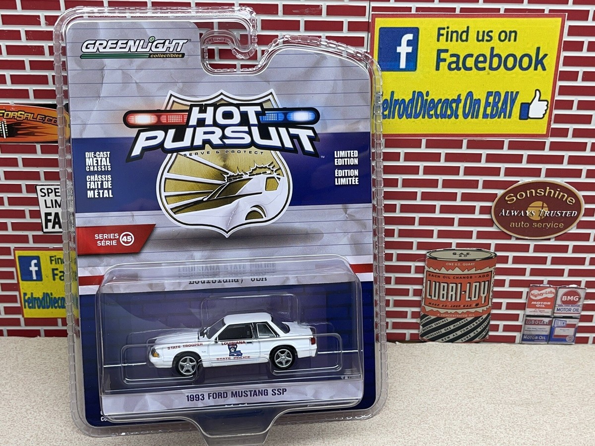 1:64 Greenlight 1993 Ford Mustang HOT PURSUIT LOUISIANA STATE