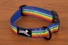 Rainbow Dog Collar 1" wide 16" length Adjustable with Side Release Buckle