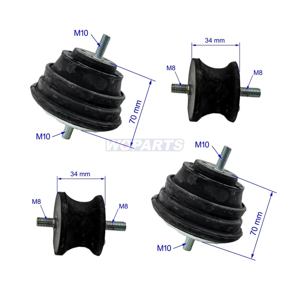 4 PIEZAS SOPORTES DE MOTOR + TRANSMISIÓN aptos para BMW E39 525i 528i 530i 22116754608+22316771221 Foto 2 de 4