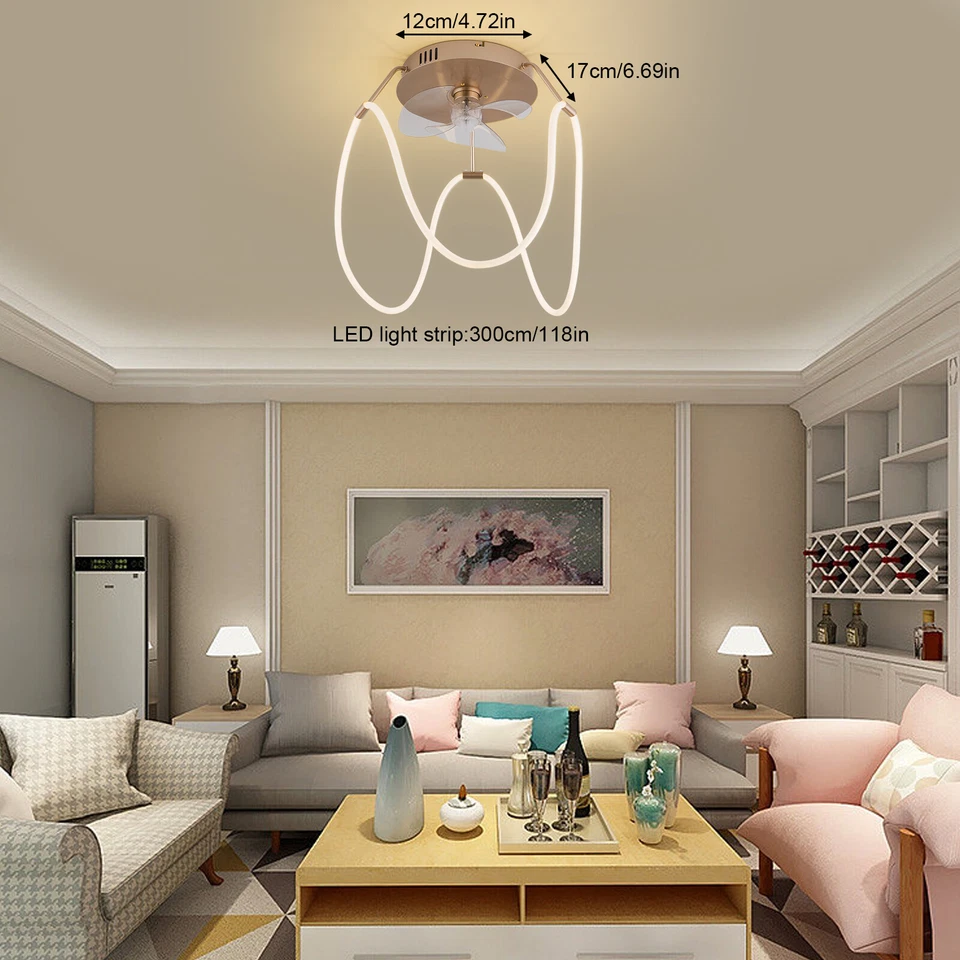 14in LED Ceiling Fan Flush Mount Enclosed Ceiling Fan w/ Light & Remote Control - Image 3 of 4