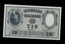 SWEDEN  10 KRONOR  1956  PICK # 43d  UNC LESS.