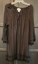 Lady Noiz Black Boho Lined A-Line Dress Black Tassels Women's 2X Pre-owned