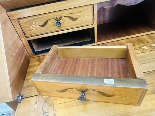 Sekretär mit Intarsien und Vitrinenschrank Antik Kommode Schreibtisch Vitrine - Bild 13 von 23