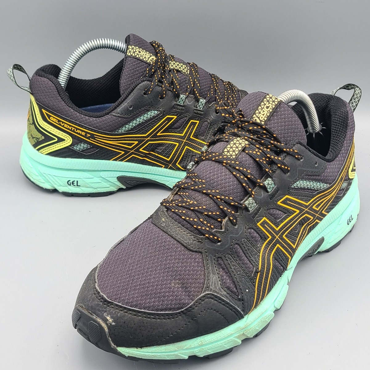 shie Women's ASICS Gel Venture 7 Black Orange Running Shoes Walking