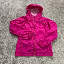 Columbia Jacket Youth Medium 10/12 Pink Full Zip Lightweight Hoodie Windbreaker