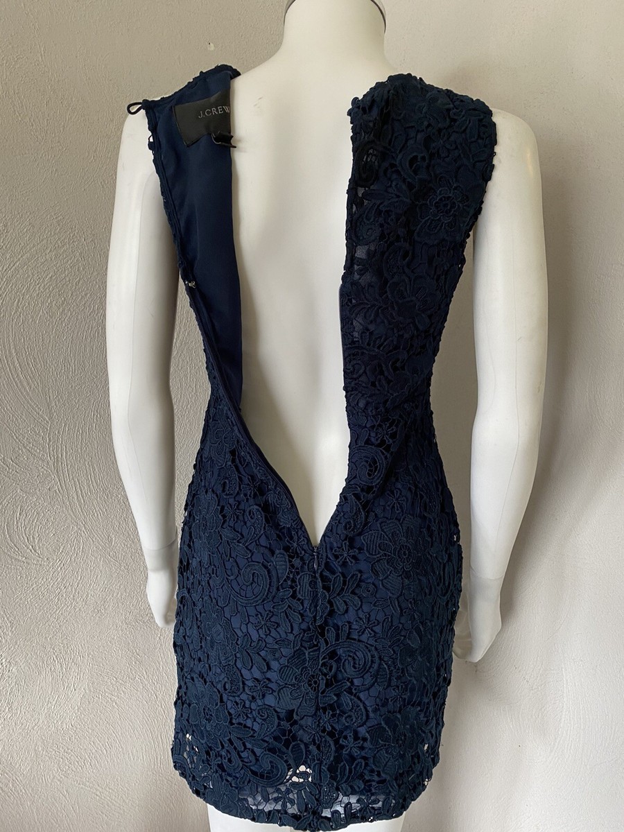 J.Crew Blue Floral Lace Sleeveless Sheath Dress Size 2 P | eBay
